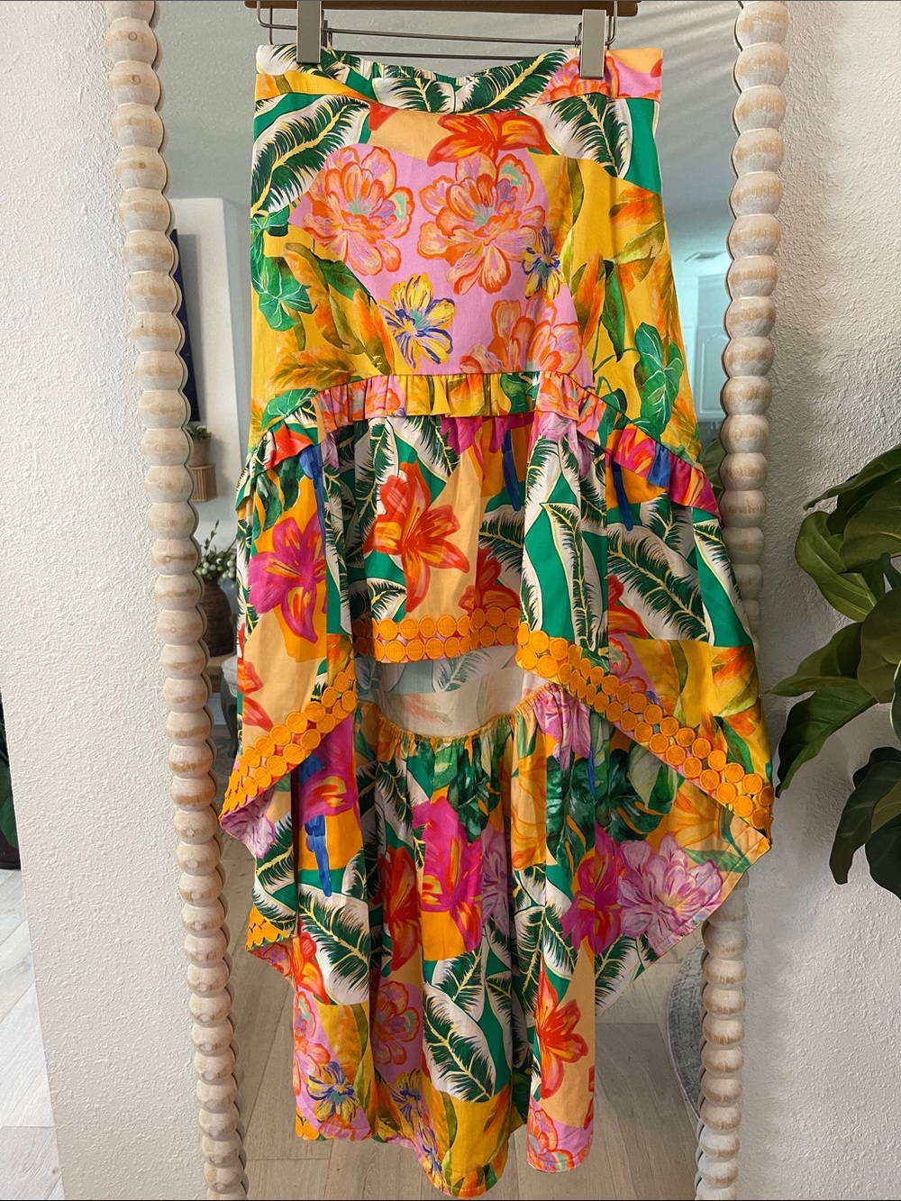 ALDEN ADAIR Tropical Floral High-Low Skirt cruise, beach size medium
